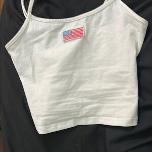 White Spaghetti Strap Top with Flag Patch from trending teen store edikted